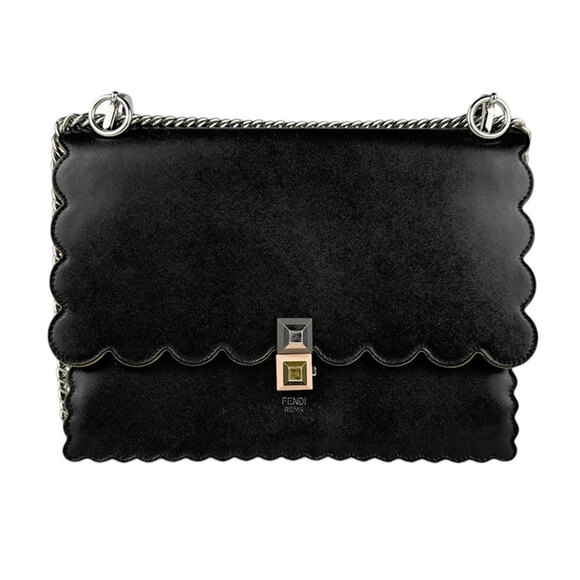 FENDI Black Leather Shoulder Bag